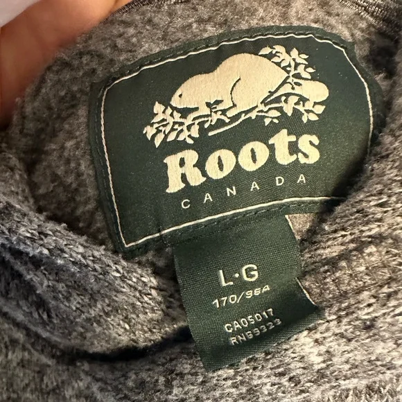 Roots men's heathered grey pullover hoodie Ptp 21 Large - Picture 6 of 7